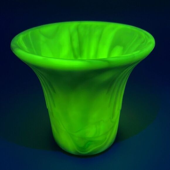 1940s Akro Agate Slag Glass Vase Pot Art Deco - Picture 2 of 16